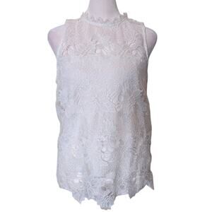 Rebellion Again Lace Sleeveless Keyhole Blouse Medium